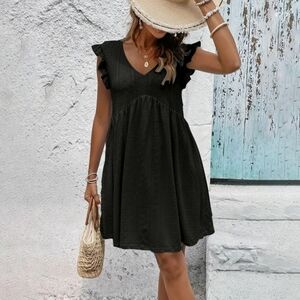 Shein black eyelet dress